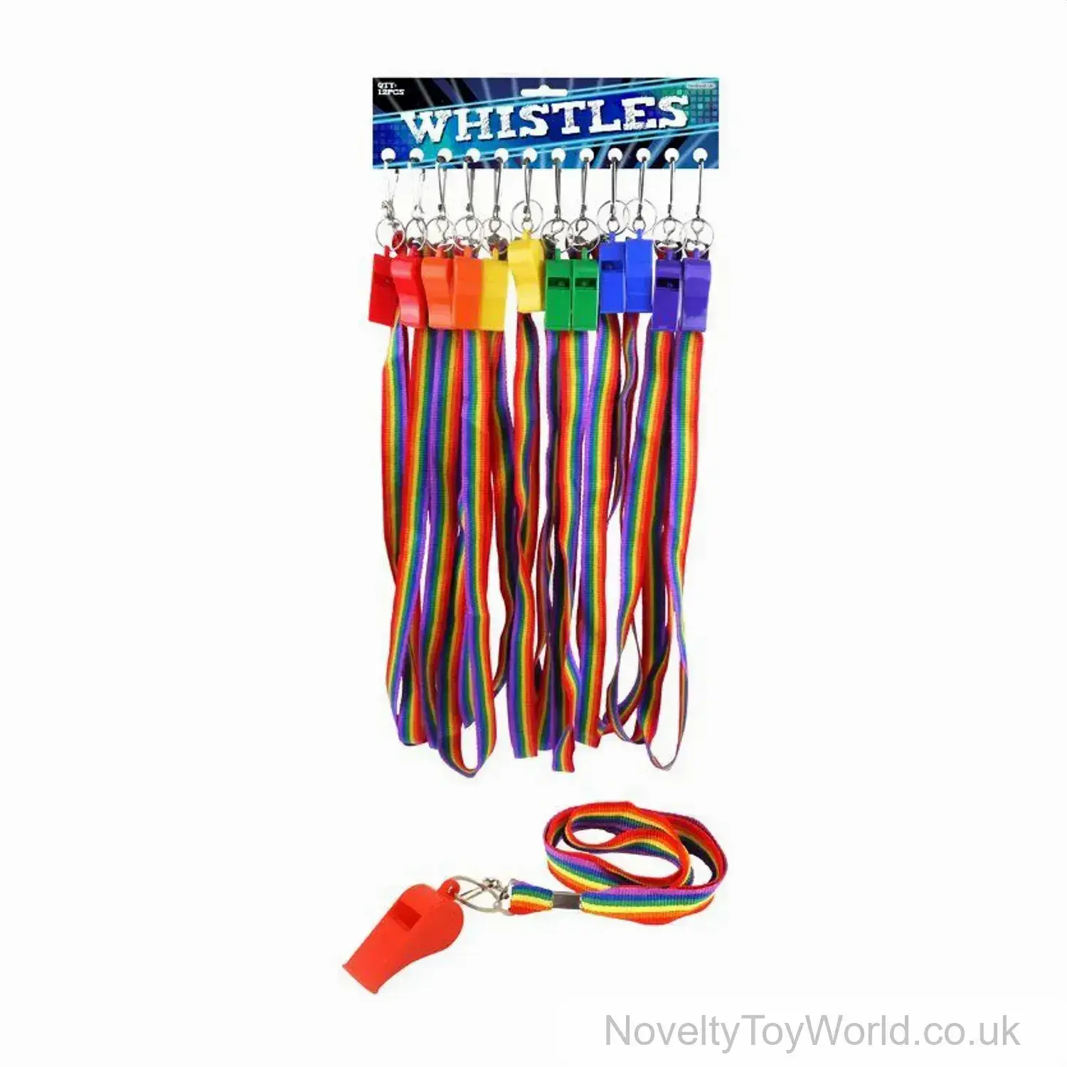 Plastic Whistle With Rainbow Cord
