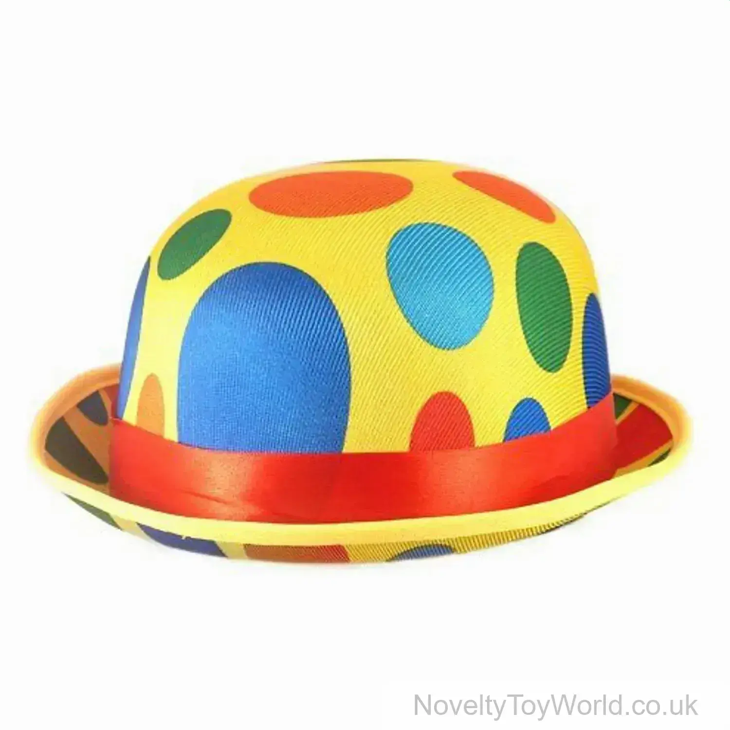 Polka Dot Clown Novelty Bowler Hat - Adult