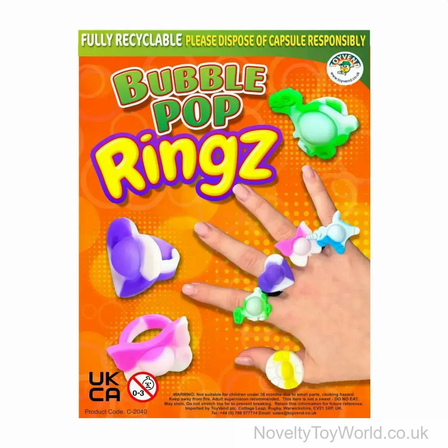 Popper Fidget Ringer Ring - 35mm Small Vending Capsule