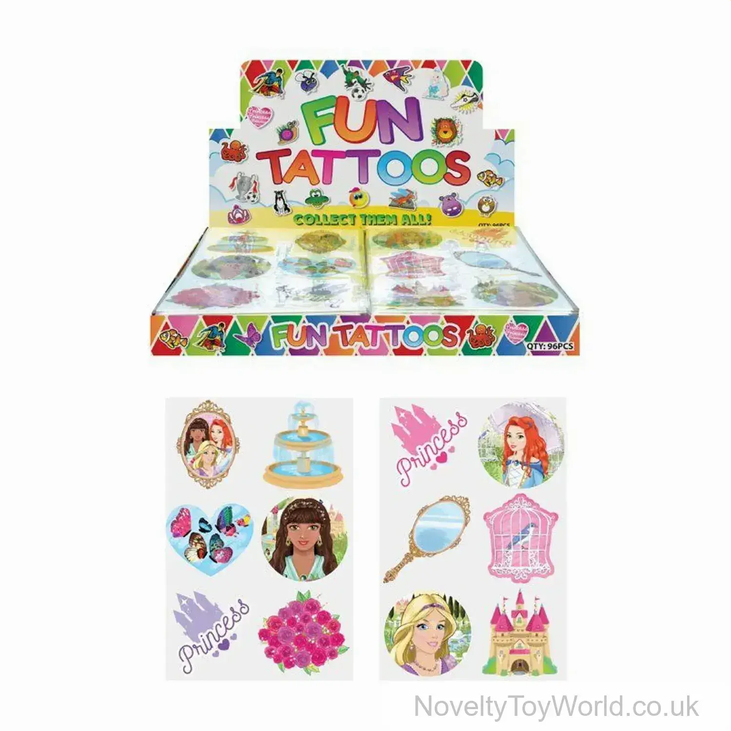 Princess Themed Temporary Tattoos Packs of 6