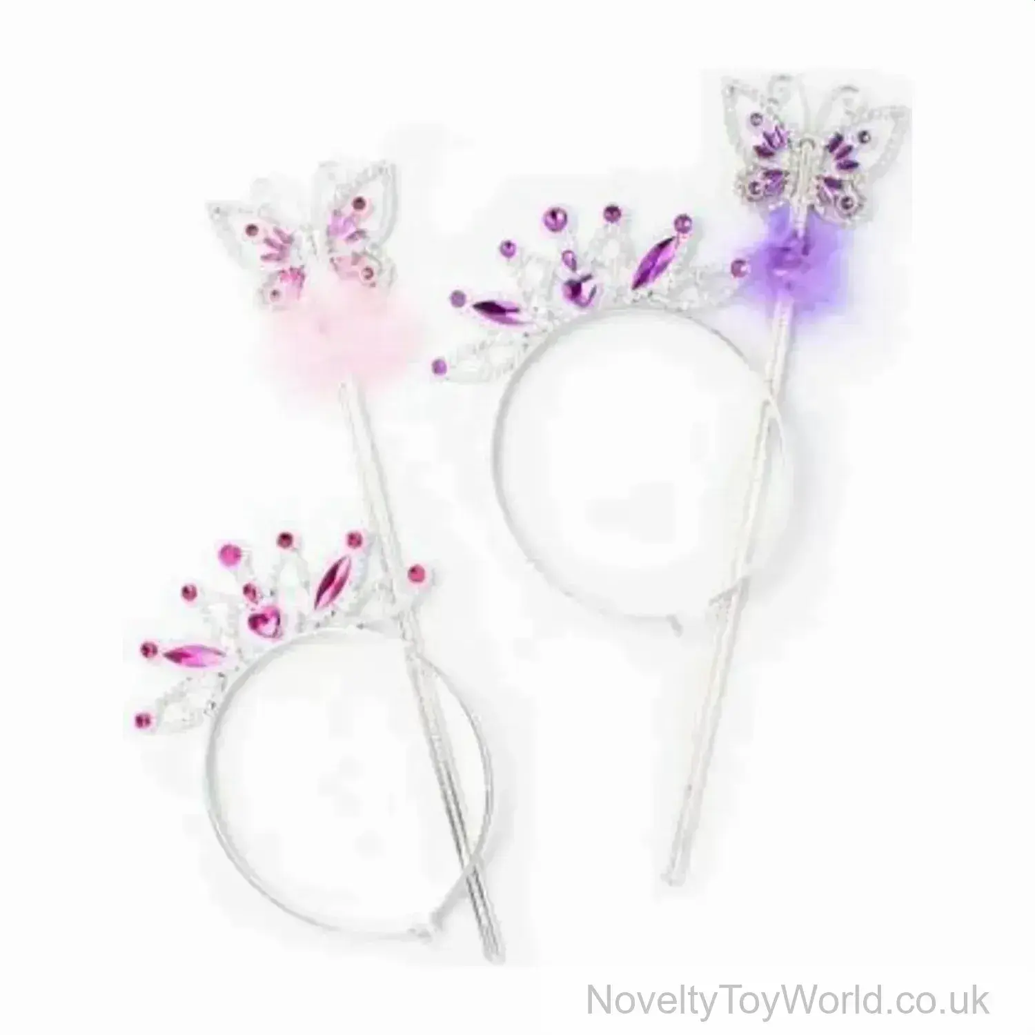 Princess Tiara & Butterfly Wand Fancy Dress Set