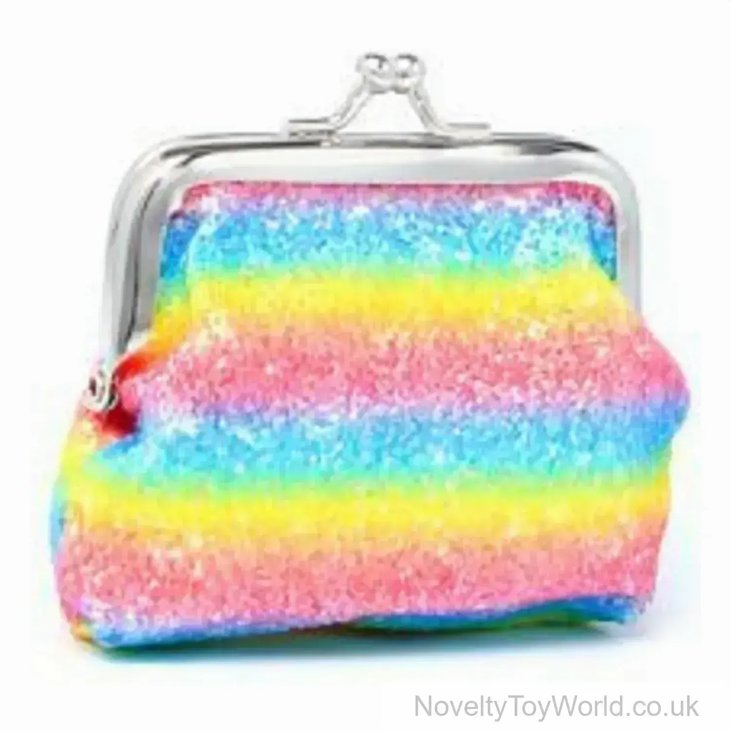 Rainbow Glitter Purse With Metal Clasp - 9 x 7cm
