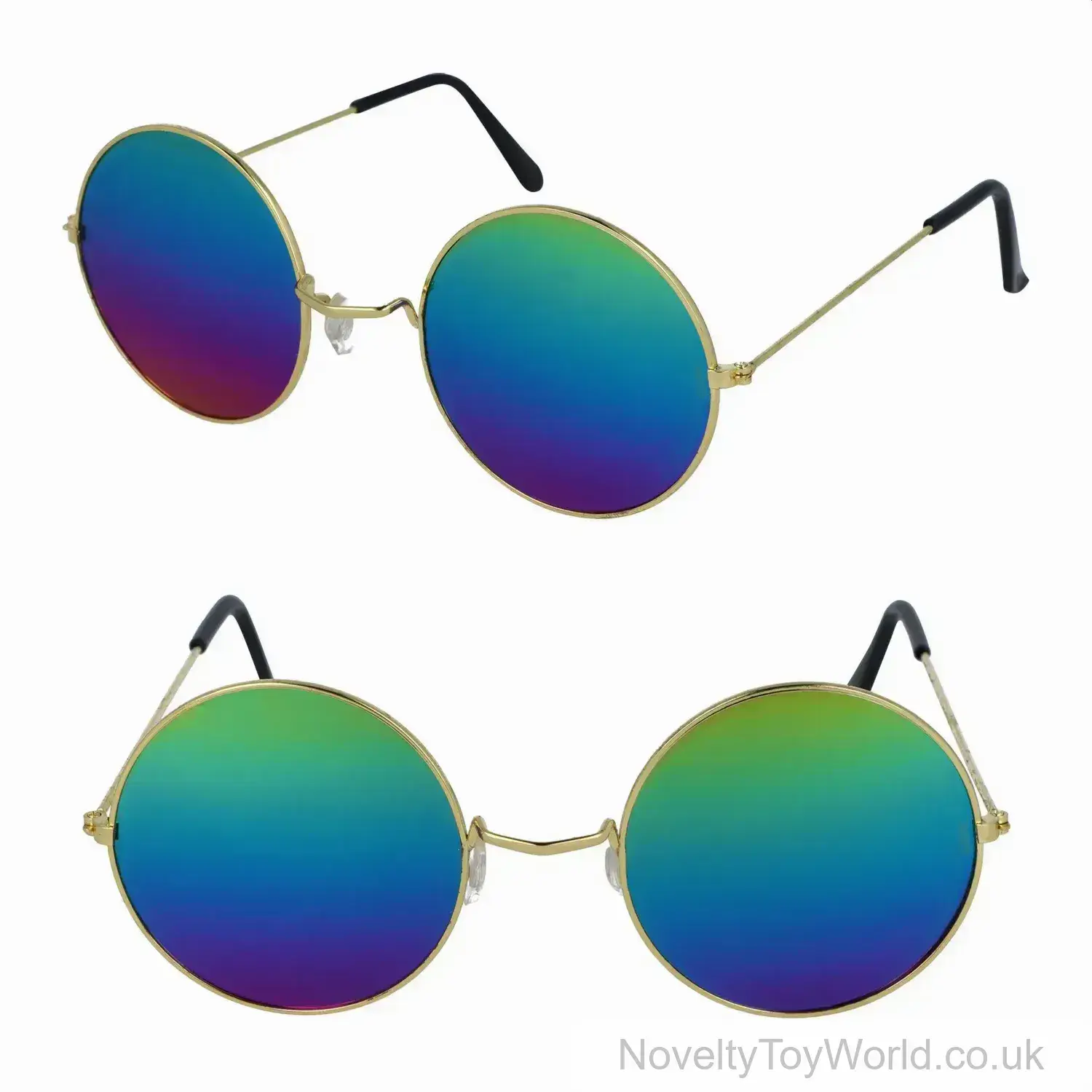Rainbow Lens Gold Frame Lennon Round Sunglasses
