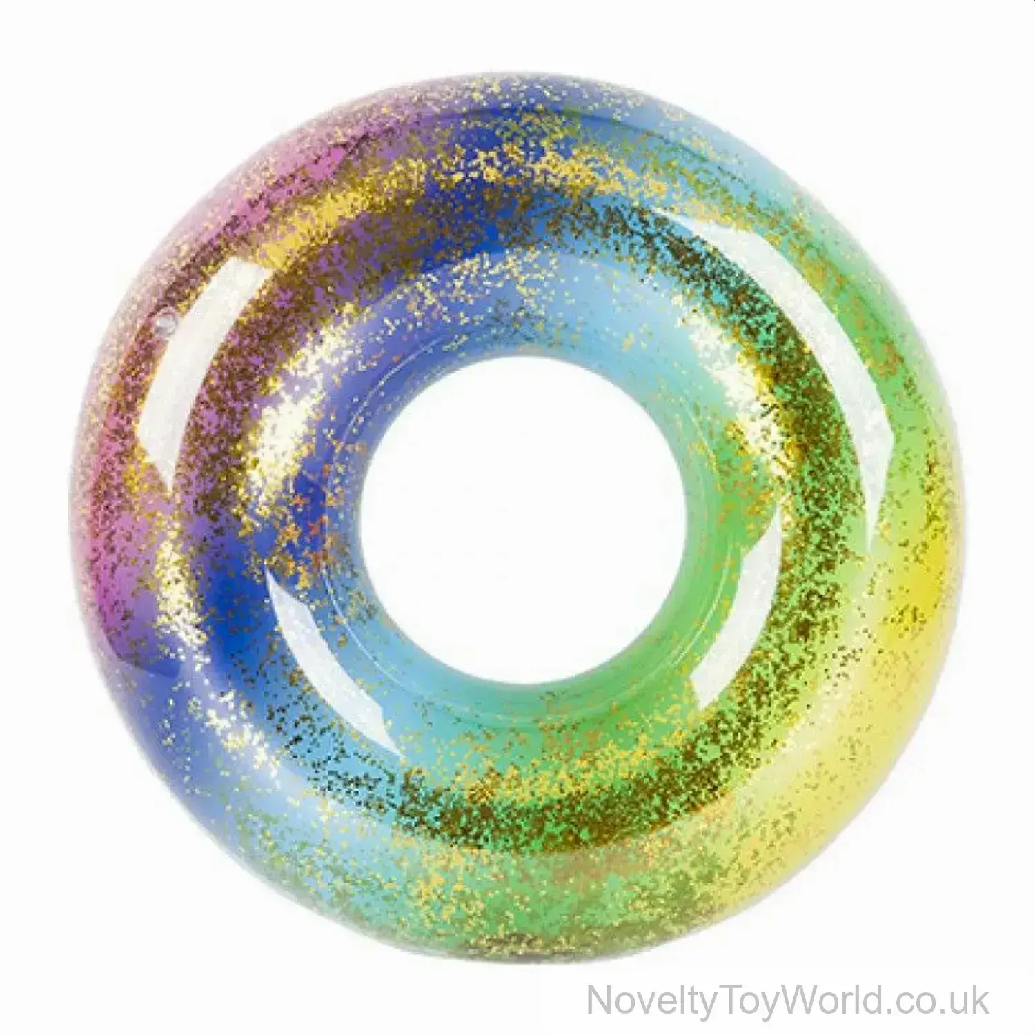 Rainbow Swim Ring Inflatable With Glitter (86cm)