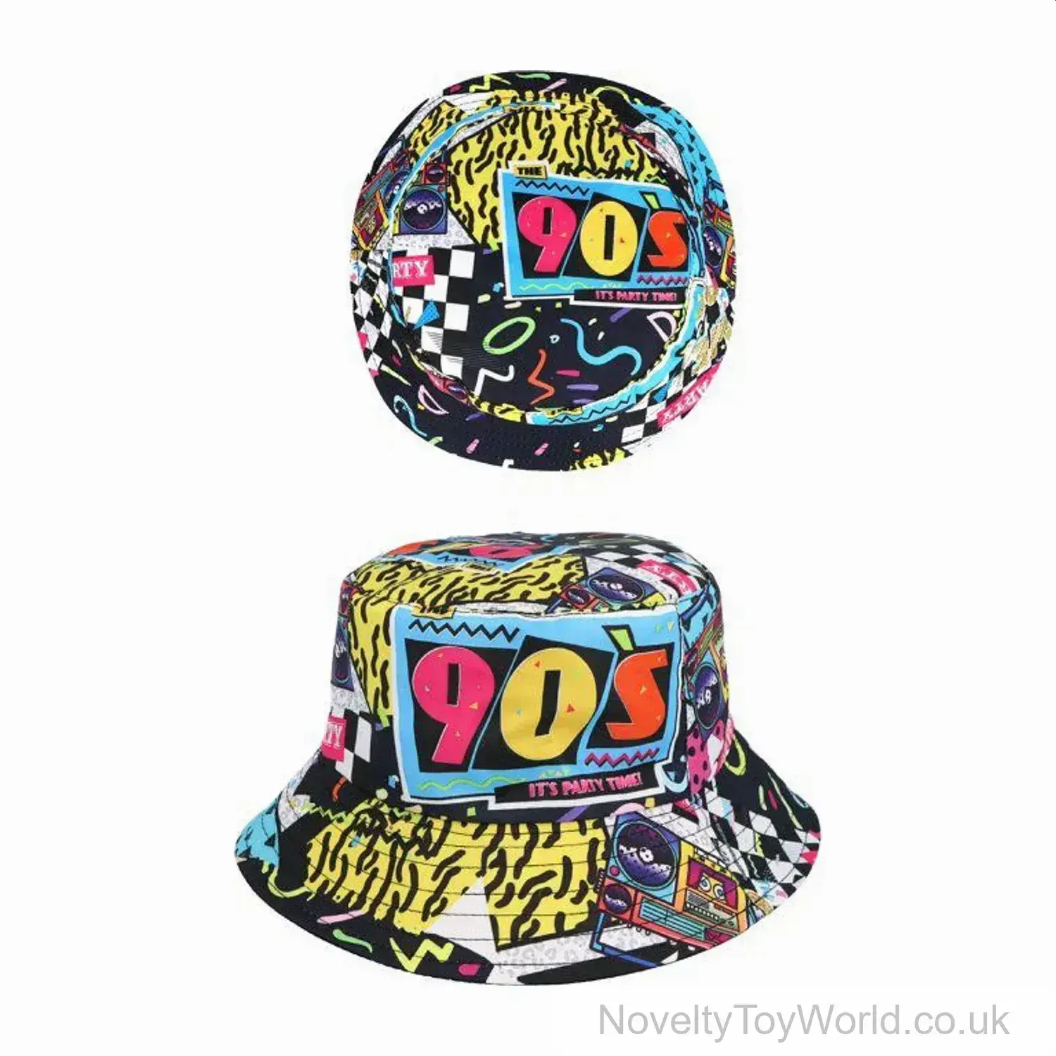 Retro 90's Party Time Bucket Hat - Adult Size