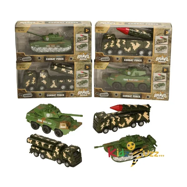 Bravo Squad Truck Toy (4 Assorted)- Die Cast Combat Force Toy For Kids