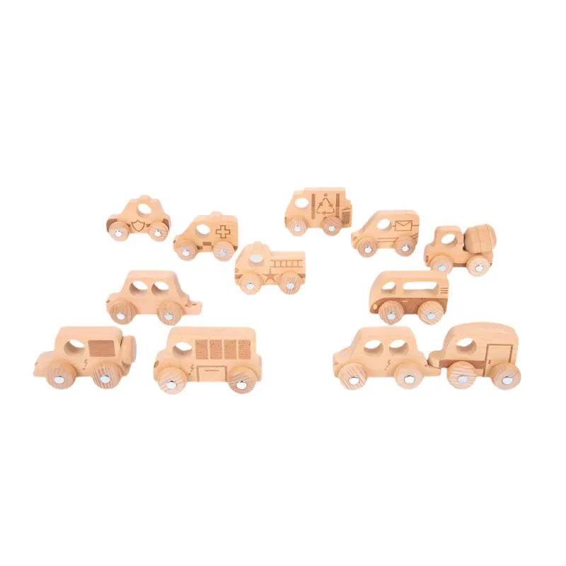 Natural Wooden Vehicles Set (12Pk)