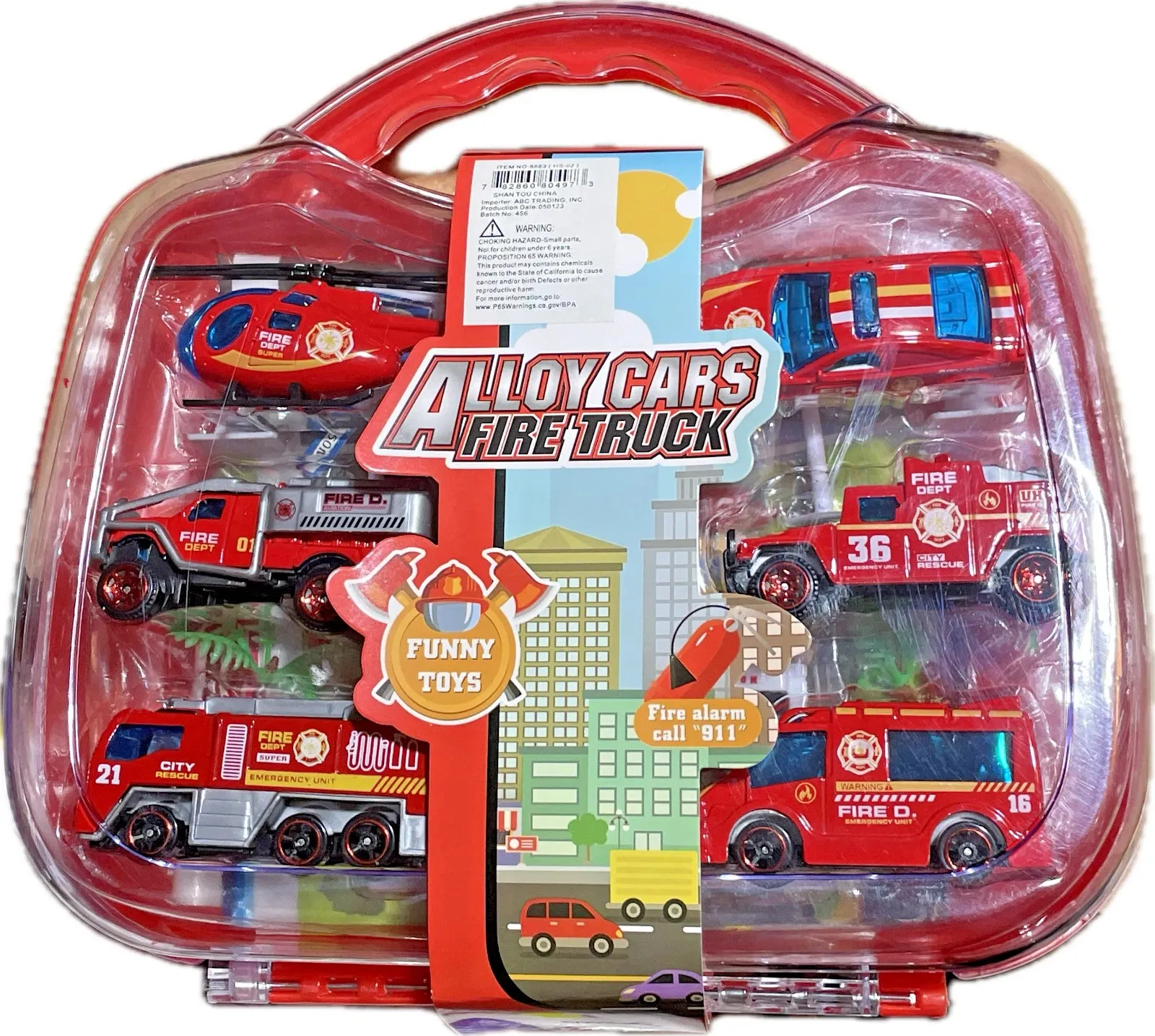 Toy Fire Truck Playset with Carry Case