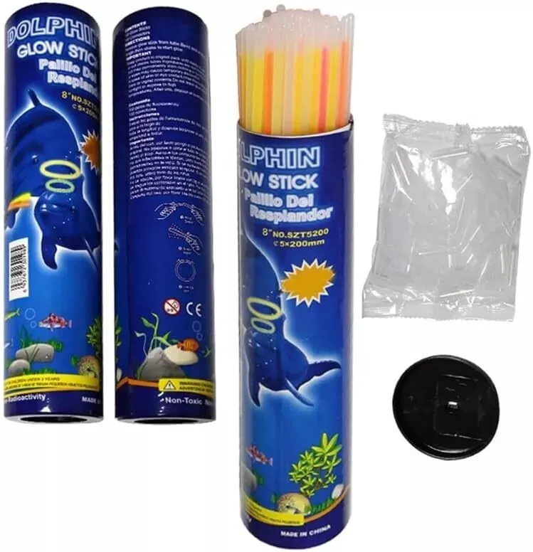 100 Glow Sticks - 20cm Glow Stick Bracelets Necklaces, Glow in the Dark Supplies, Accessories