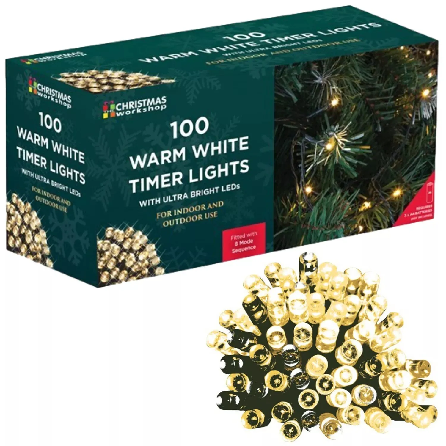 100 LED Warm White Battery Operated Fairy Tree Decorative String Lights