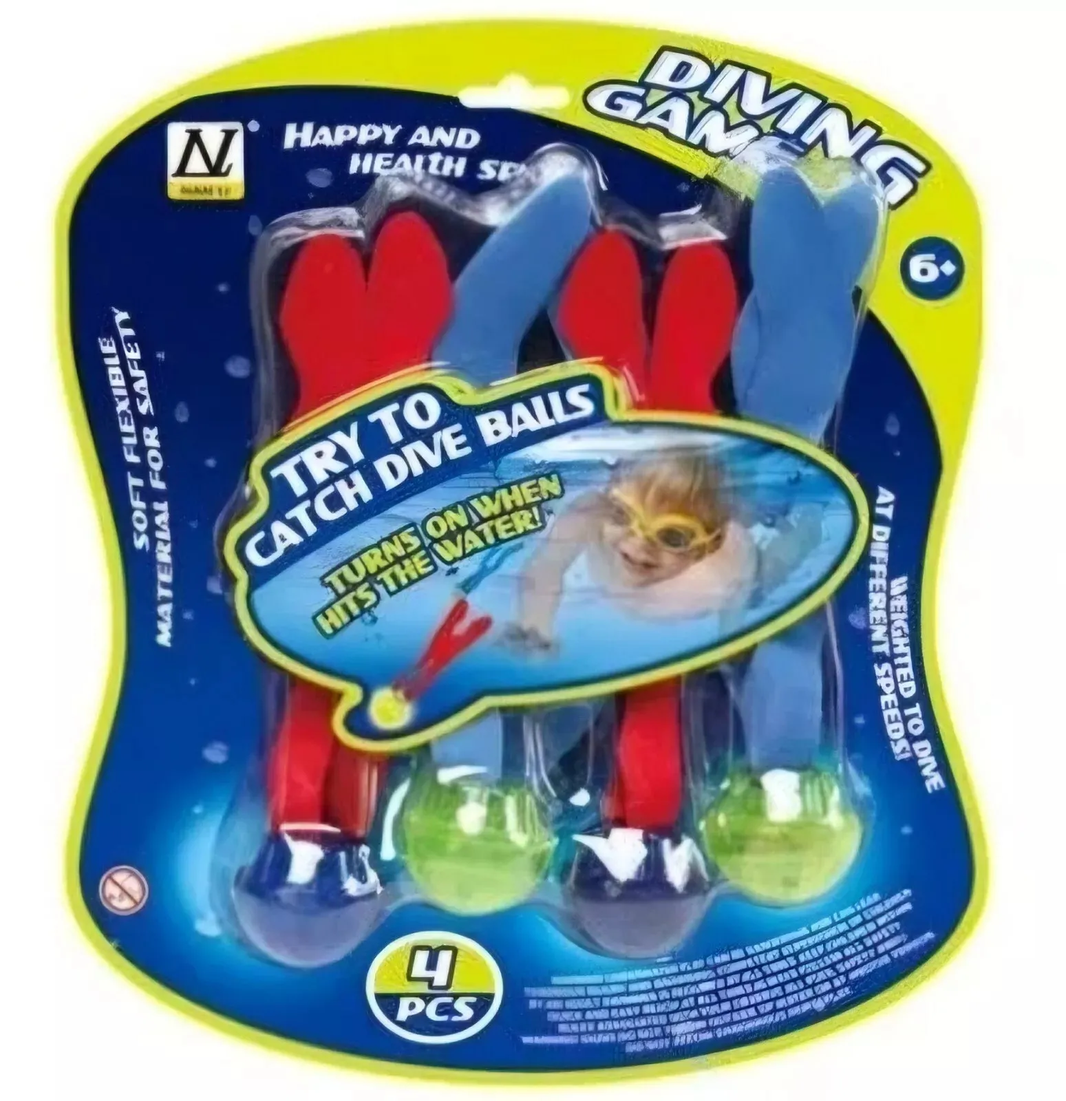 Underwater Light Up Diving Toys Dive Ring/Torpedo/Sticks Swimming Pool Game Diving Game - 4 Pack