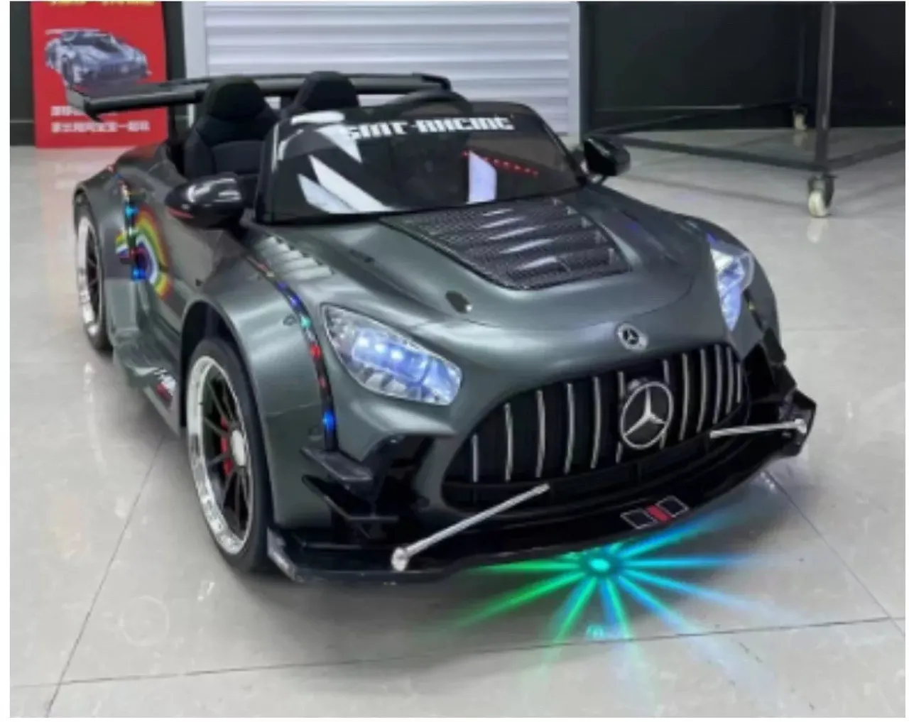 Unique Kids 24v Silver Mercedes GTR AMG Drifting Ride-On Car