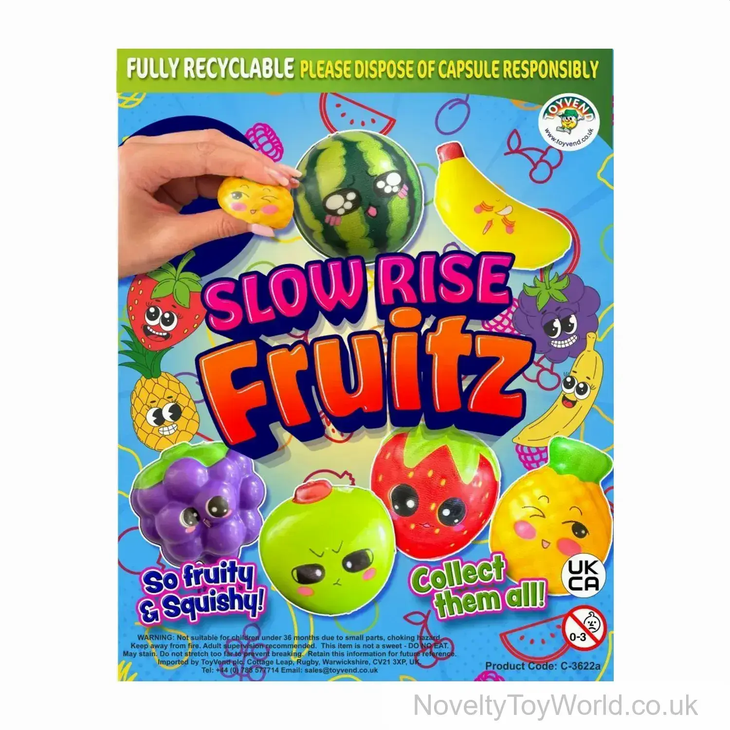 Sensory Foam Squishy Fruit Ball - 55mm Vending Capsule