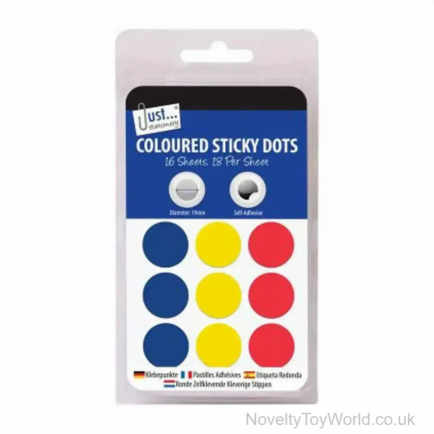 Set of Coloured Sticky Dot Stickers - 1.9cm