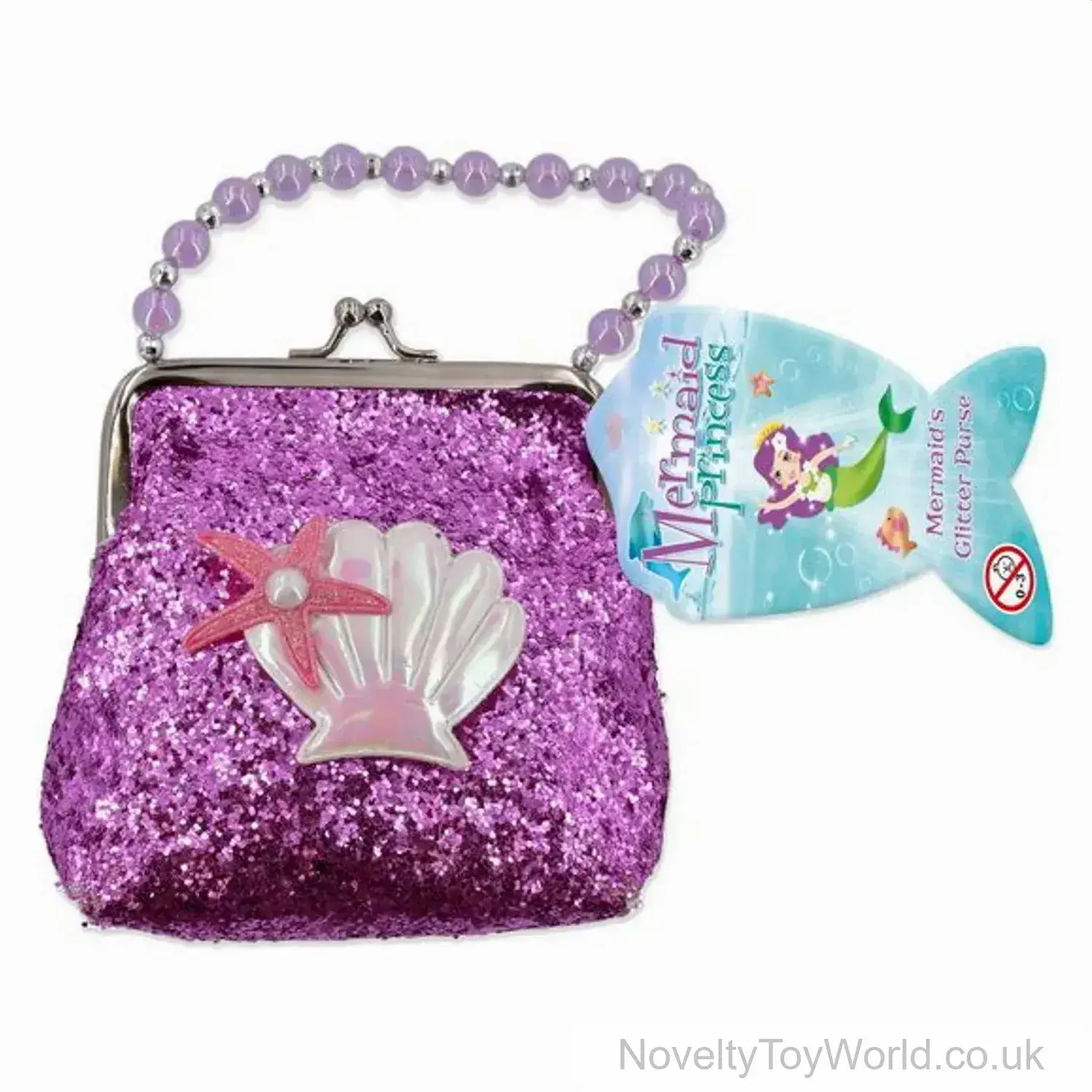 Shiny Mermaid Handbag Purse With Pearl Strap