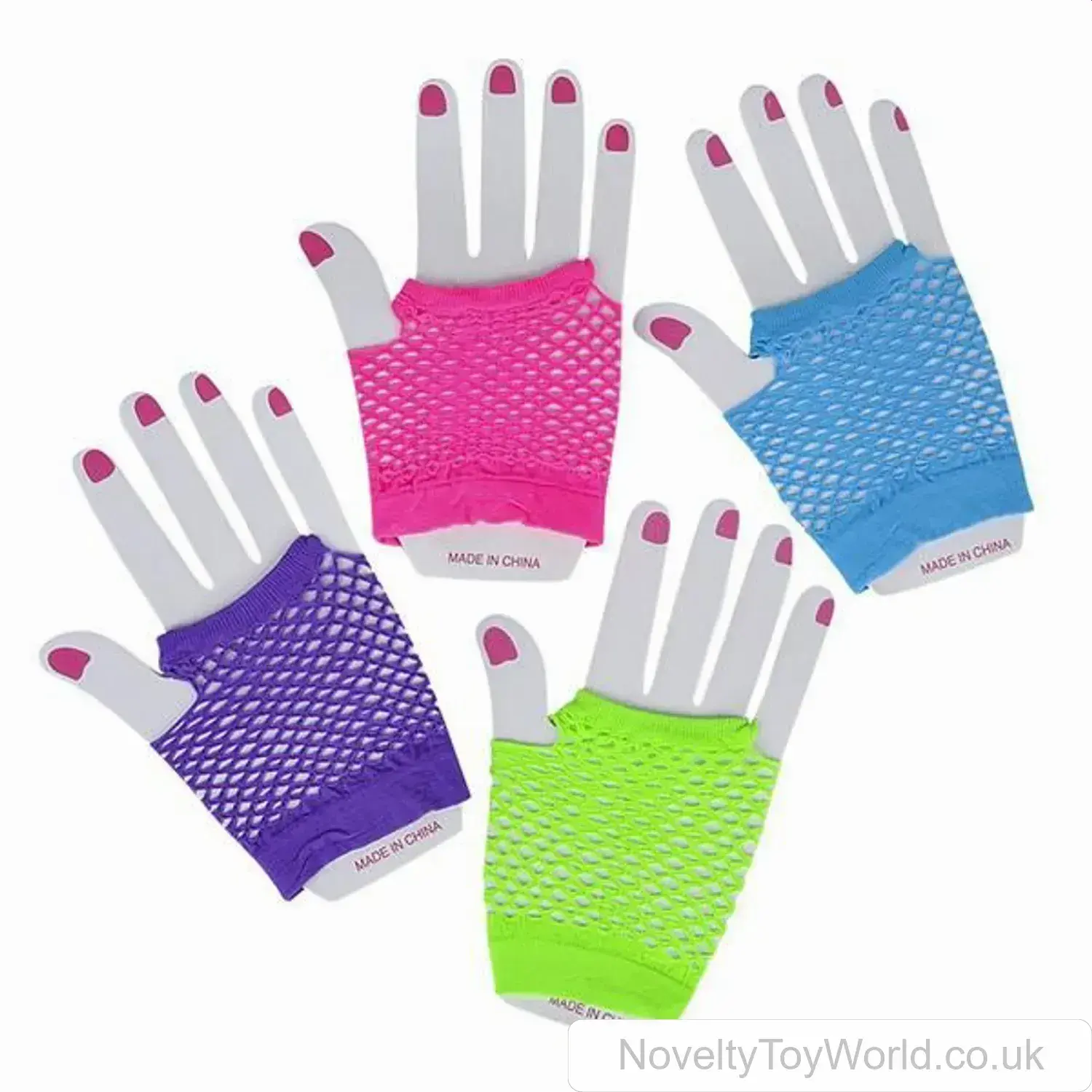 Short Fishnet Gloves Assorted Colours - Fancy Dress