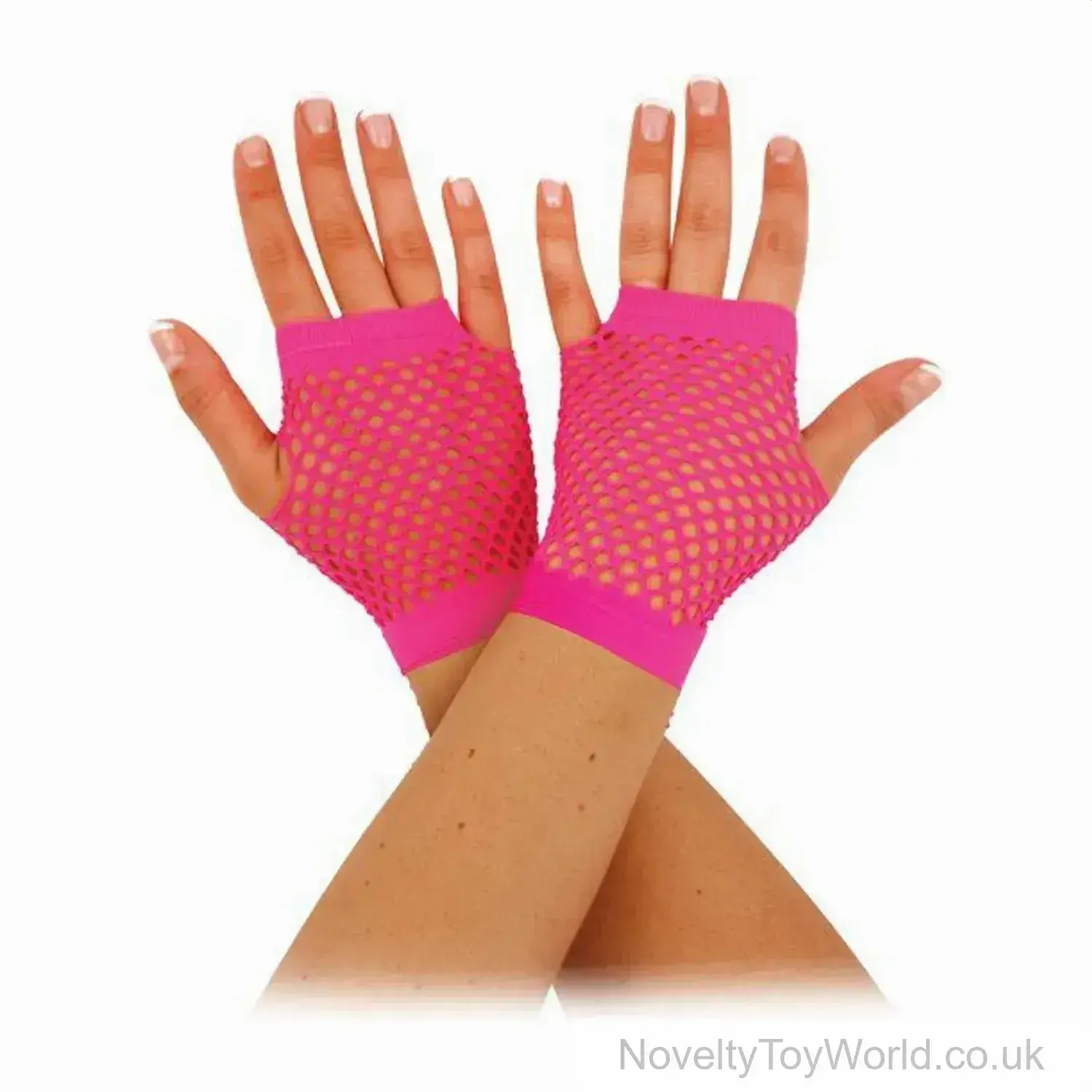 Short Fishnet Gloves In Neon Pink - Adult