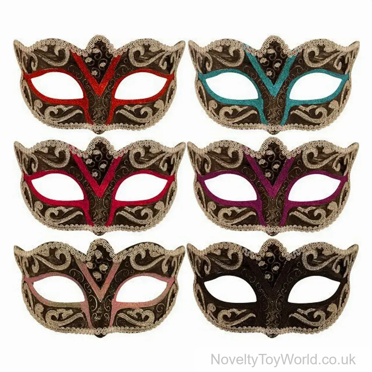 Silver & Black Masquerade Party Masks - Colour Assortment