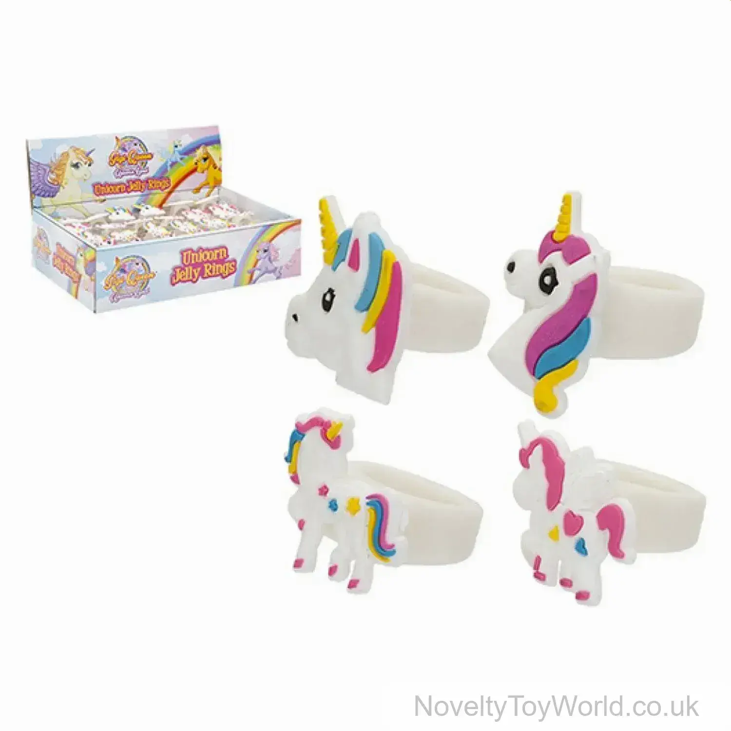 Soft Novelty Unicorn Rings - 4 Assorted