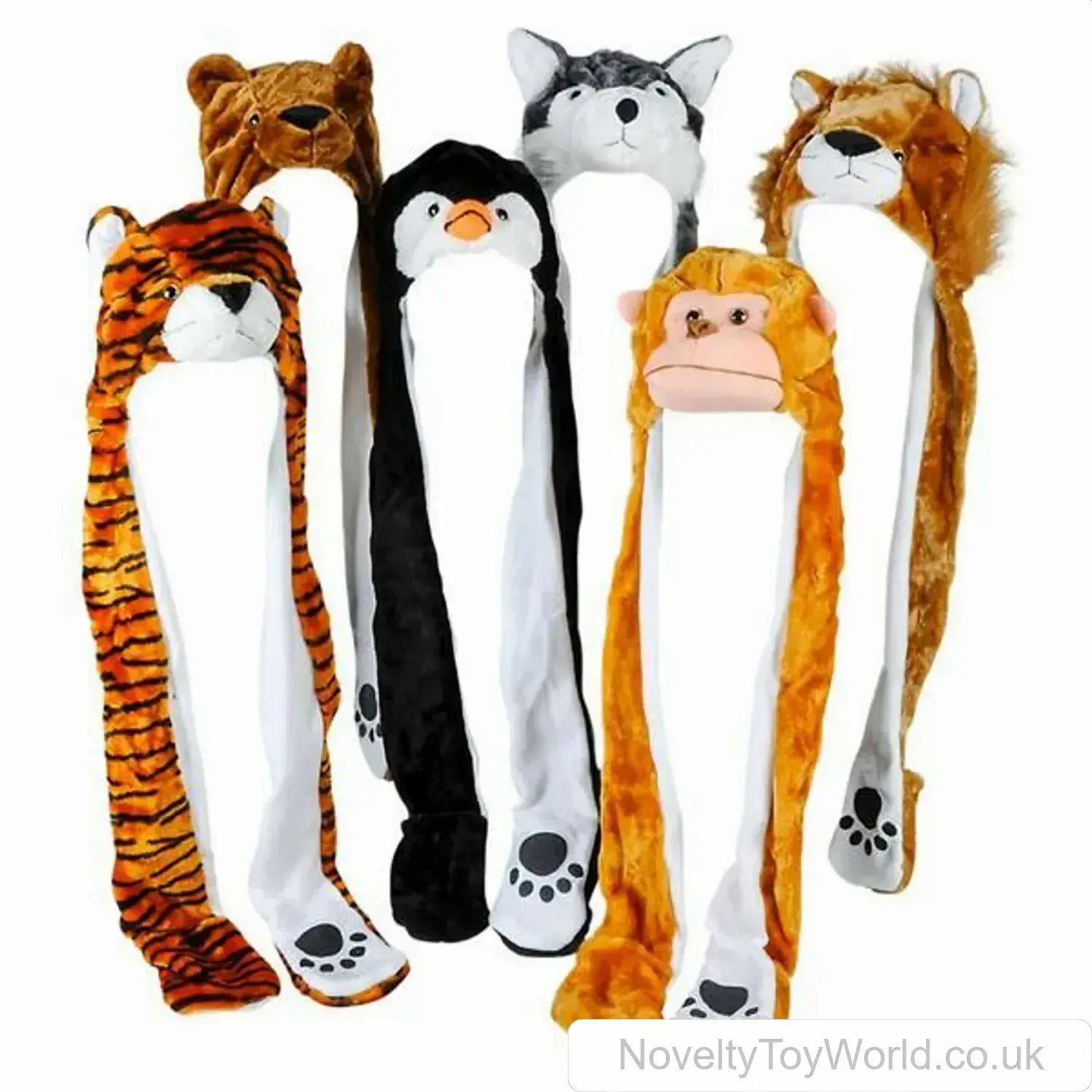 Soft Plush Animal Winter Hat & Paws Assortment (85cm)