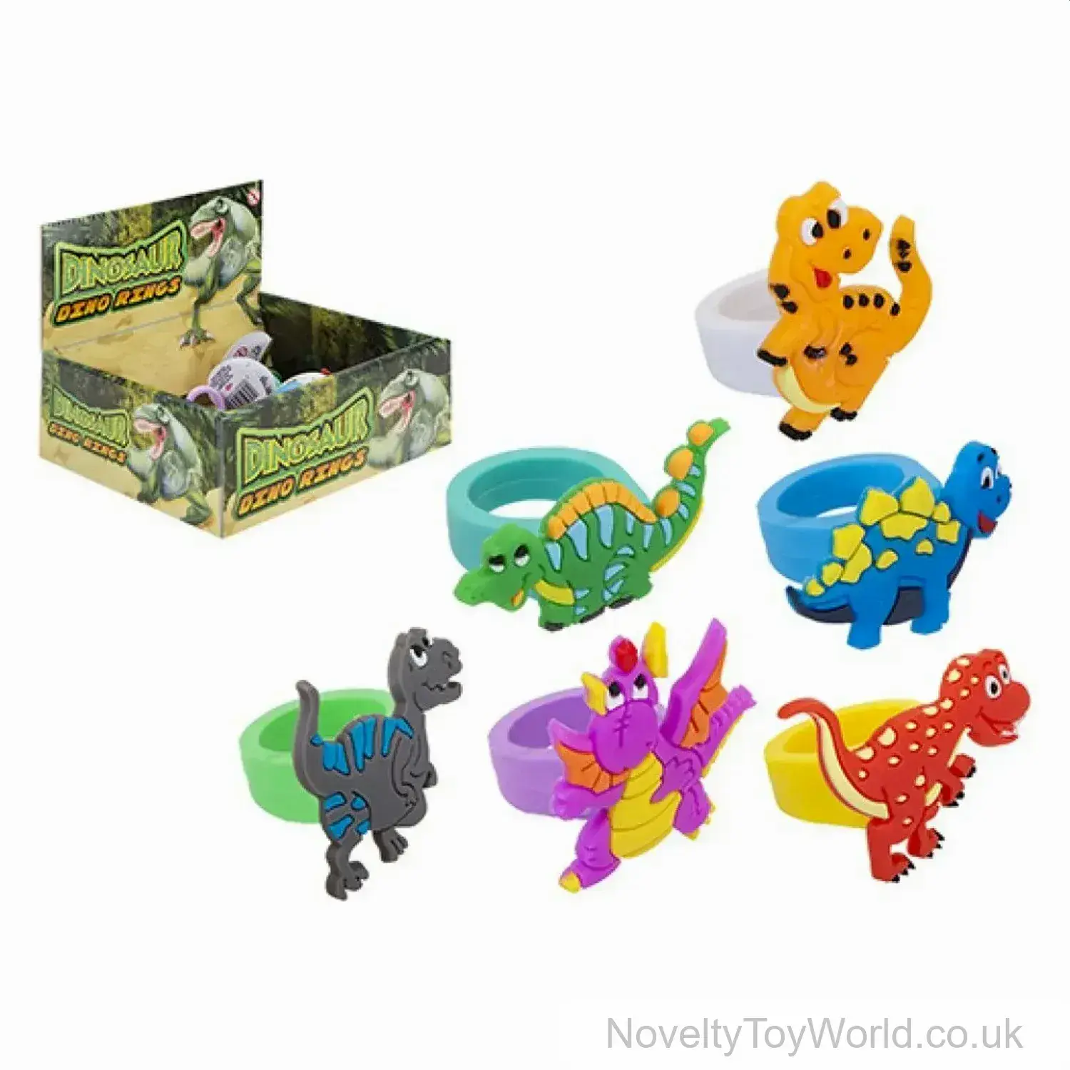 Soft Touch Dinosaur Dino Rings - 6 Assorted