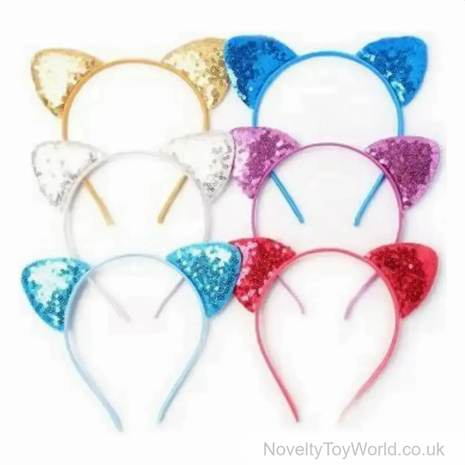 Sparkle Sequin Cat Ears Headband - 6 Assorted