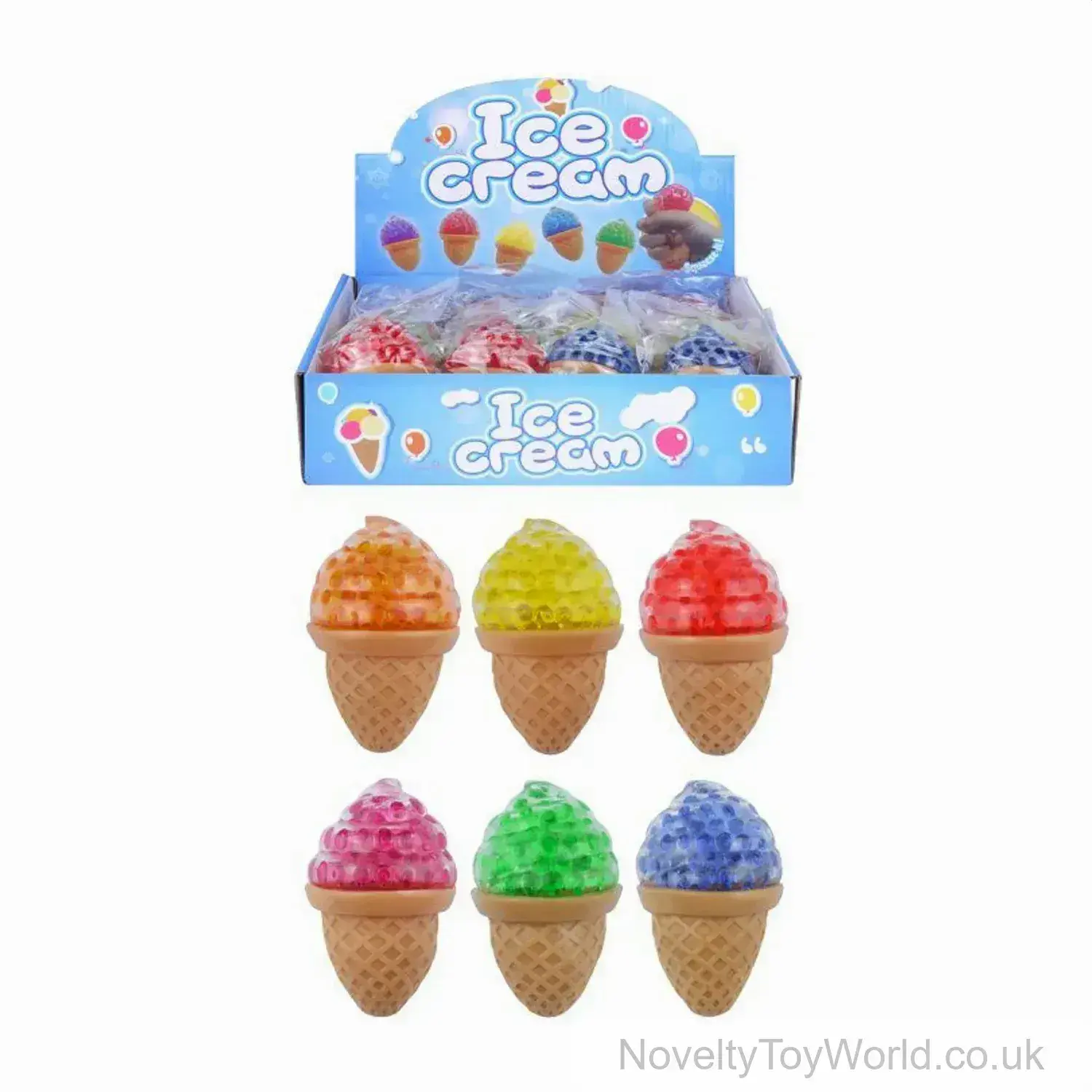 Squeezy Ice Cream Stress Toy With Beads - 8cm