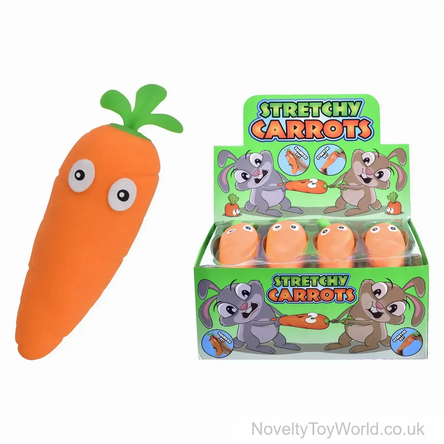 Squeezy Stretchy Squish Carrots - Stress Toy (14cm)