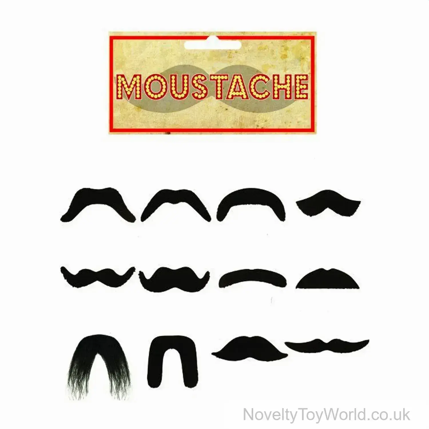 Stick on Moustaches - 12 Assorted Designs