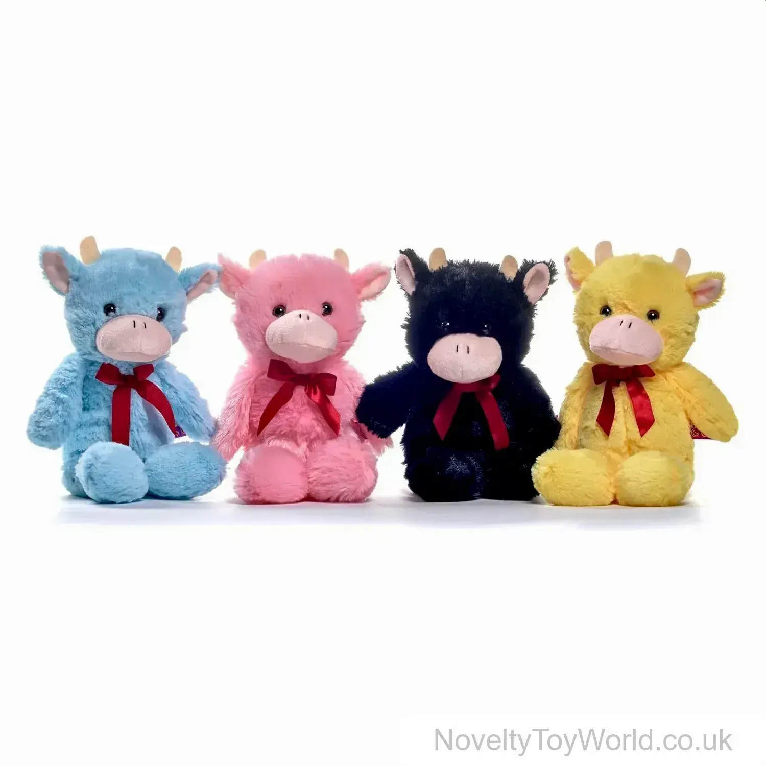 Super Soft Fluffy Plush Cow with Ribbon (32cm)