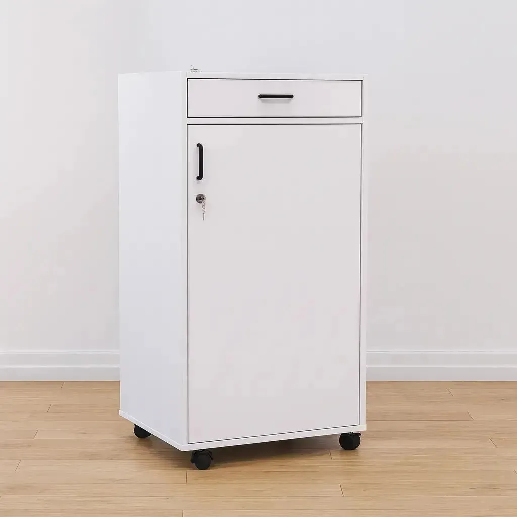 Teachers Caddy With Lockable Top Lid And Lockable Doors With Black Plastic Handle