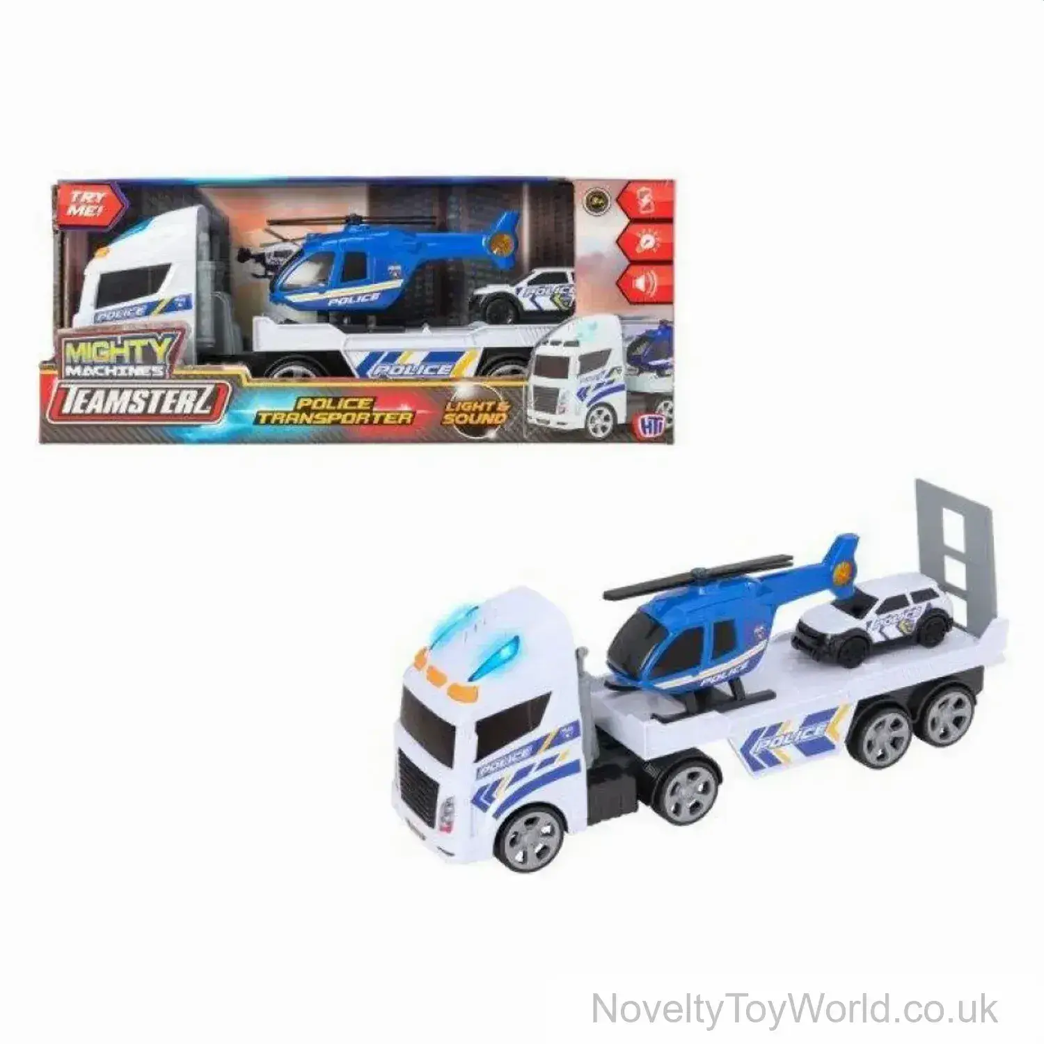Teamsterz Police Lorry Transporter with Helicopter & Car