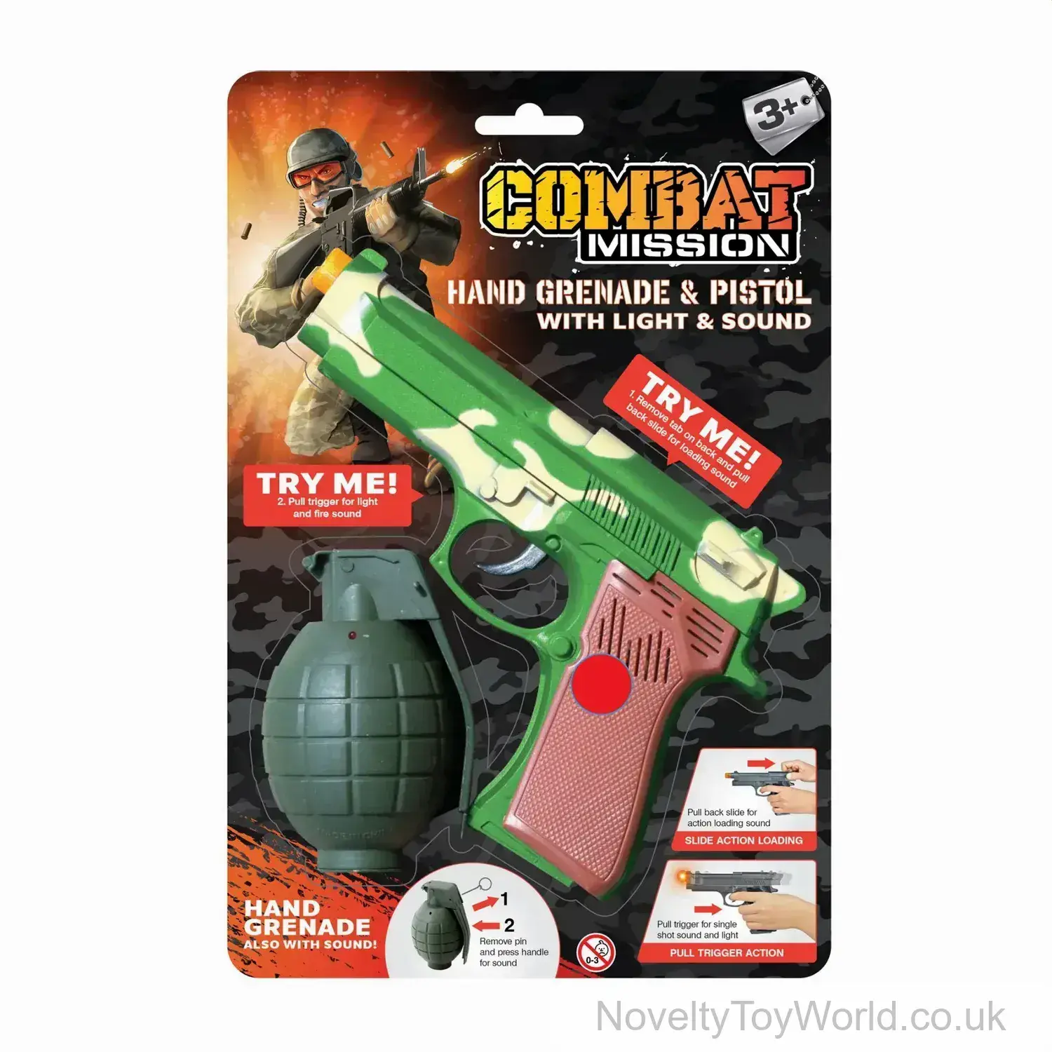 Toy Grenade & Gun with Lights & Sounds - Batteries Included