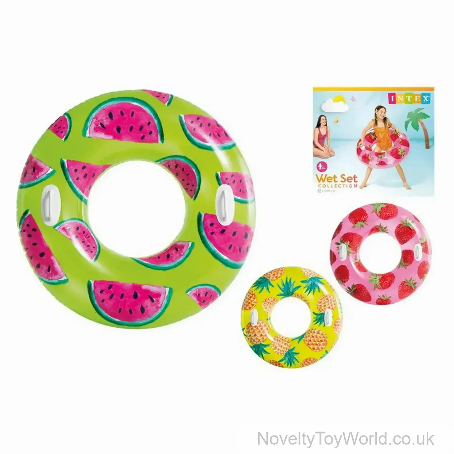 Tropical Fruit Intex Swimming Ring - with Handles (107cm)
