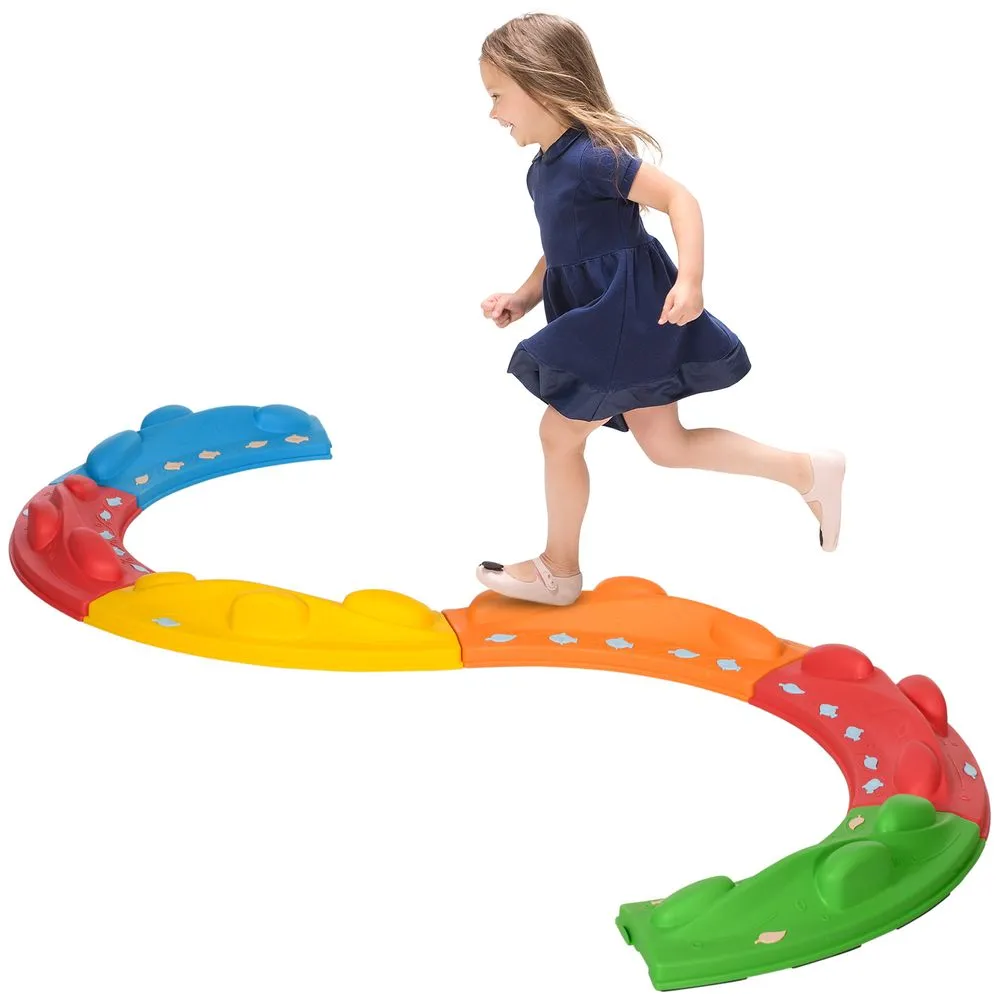 ZONEKIZ 6 Pieces Balance Beam Kids Stepping Stones Outdoor Indoor Obstacle Course