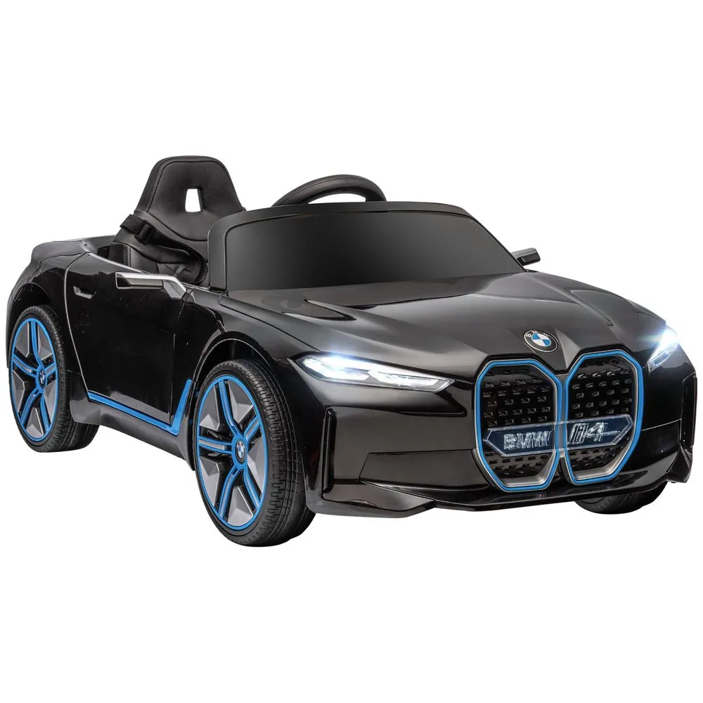 BMW i4 Licensed 12V Kids Electric Ride-On with Portable Battery Black