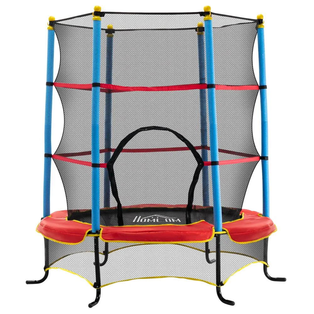 HOMCOM Trampoline for Kids with Enclosure Net Built-in Zipper Safety Pad 3-6 Years