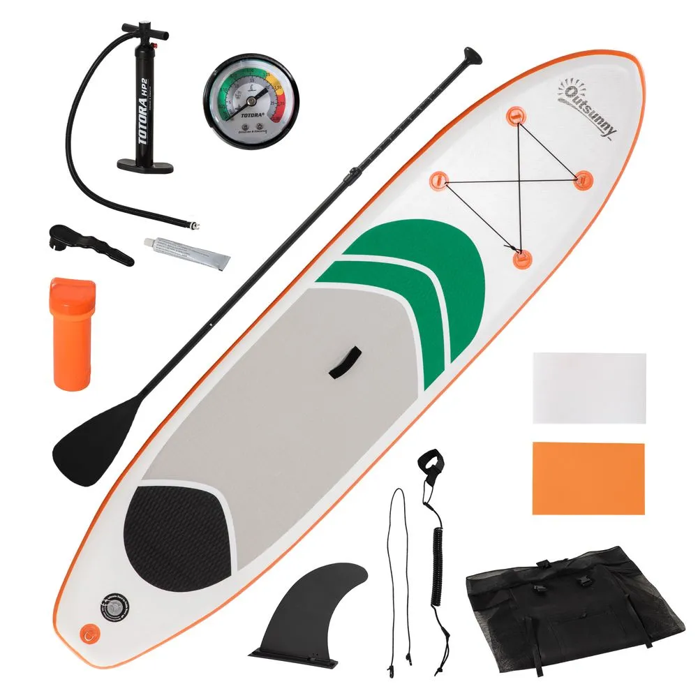 Outsunny 10Ft Inflatable Non-Slip Paddle Stand Up Board with Adjustable Paddle Carry Bag