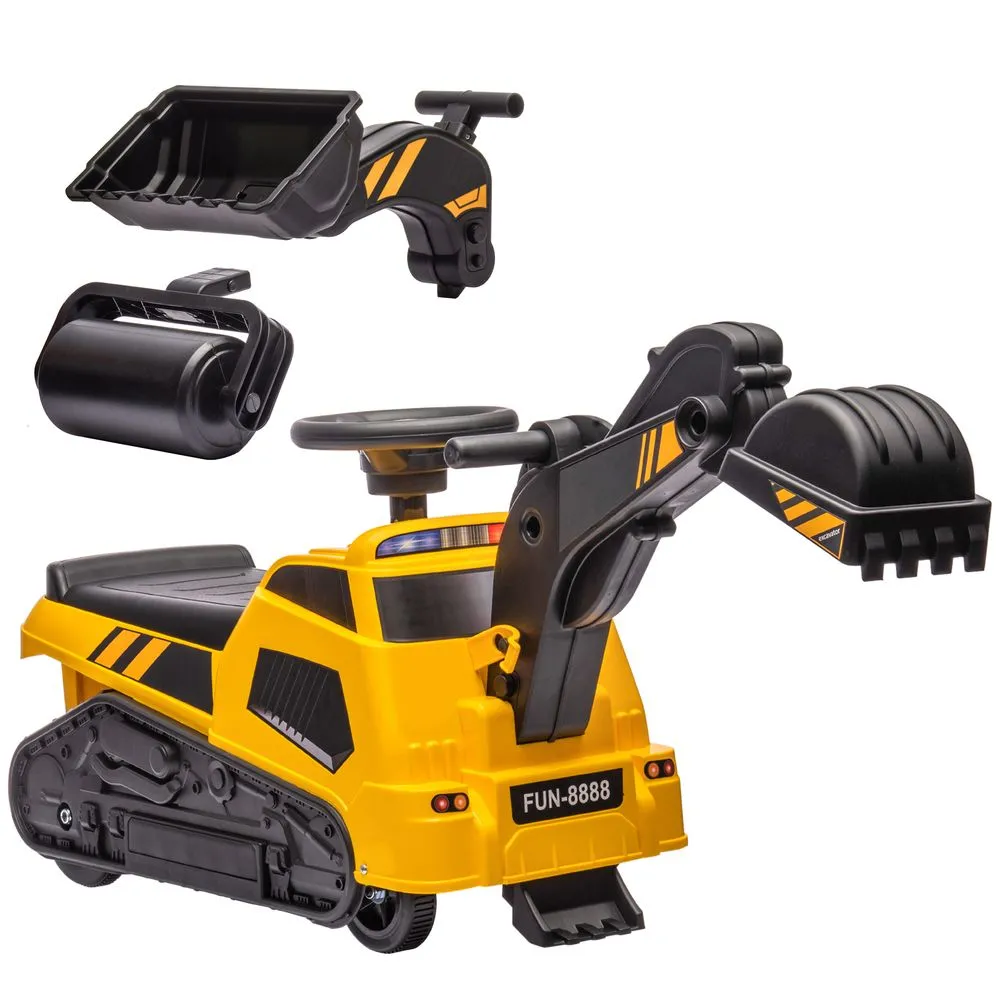 HOMCOM 3 in 1 Ride On Excavator Bulldozer Road Roller No Power with Music
