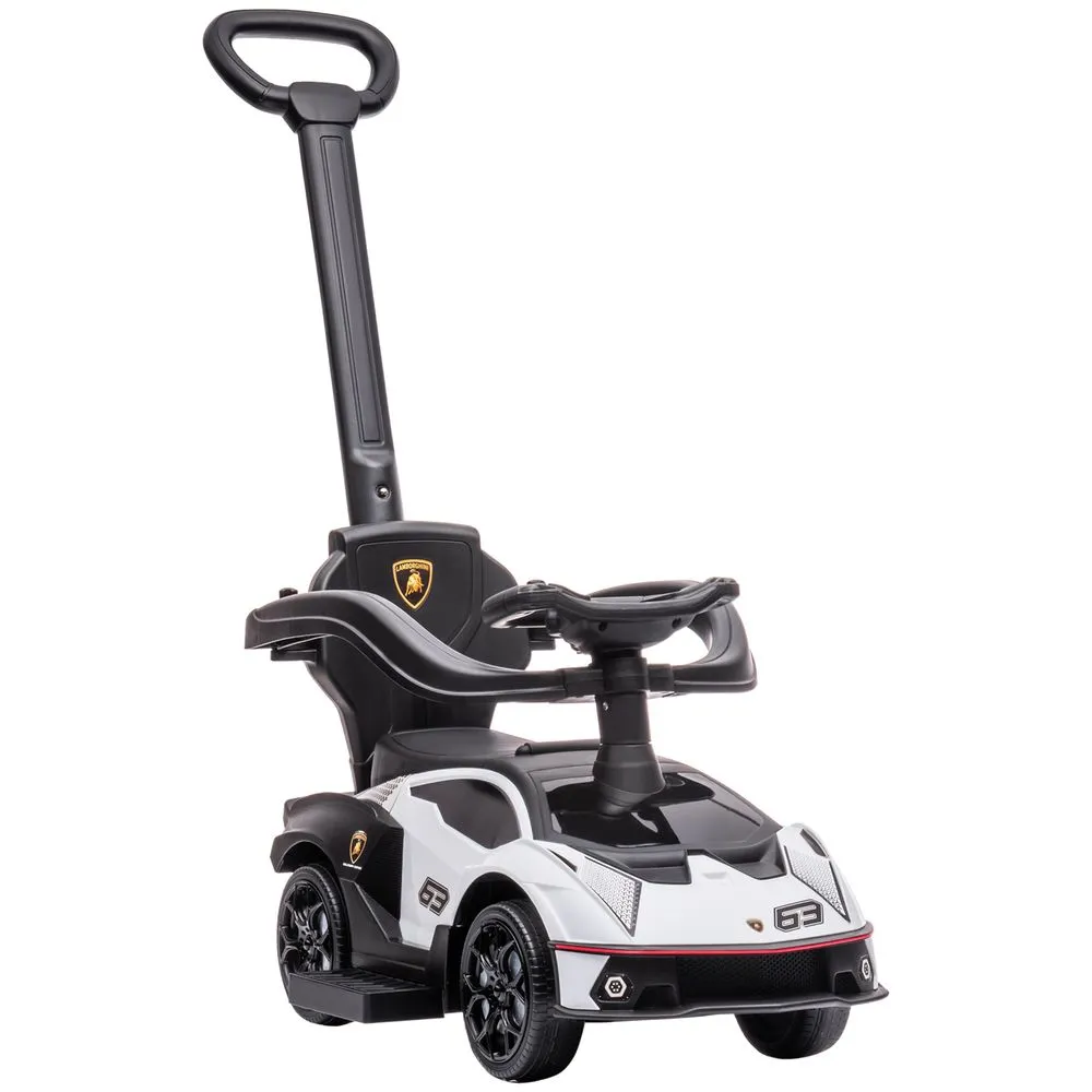 Lamborghini Essenza SCV12 2 in 1 Baby Ride on Push Car Toddler Push Along Car White