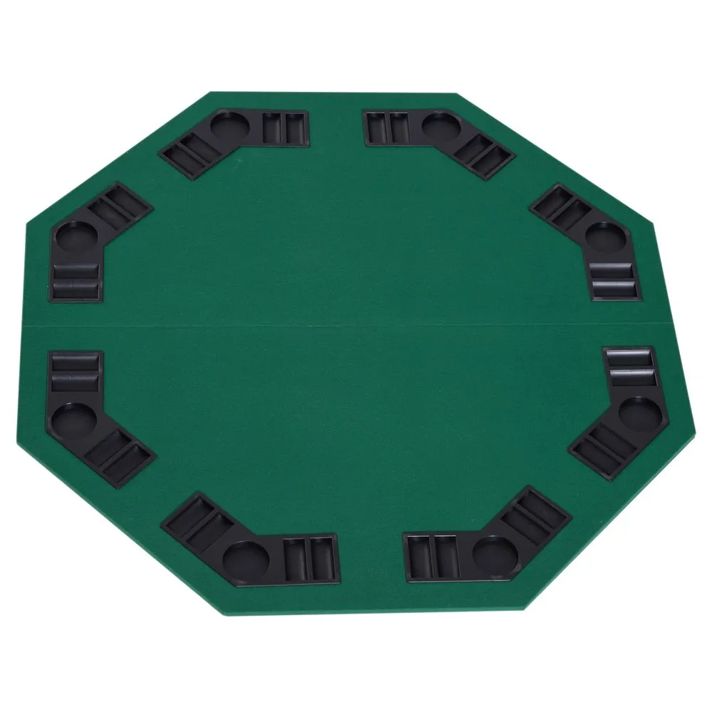 HOMCOM 1.2m 48 Inches Foldable Poker Table Top 8 Players Blackjack Chip Trays