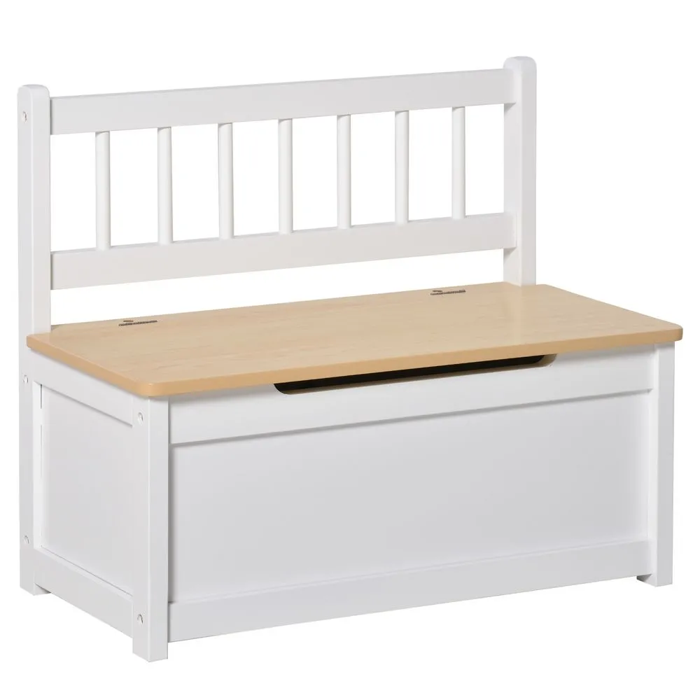 HOMCOM 2 In 1 Wooden Toy Box Kids Seat Bench Storage Chest 60 x 30 x 50cm