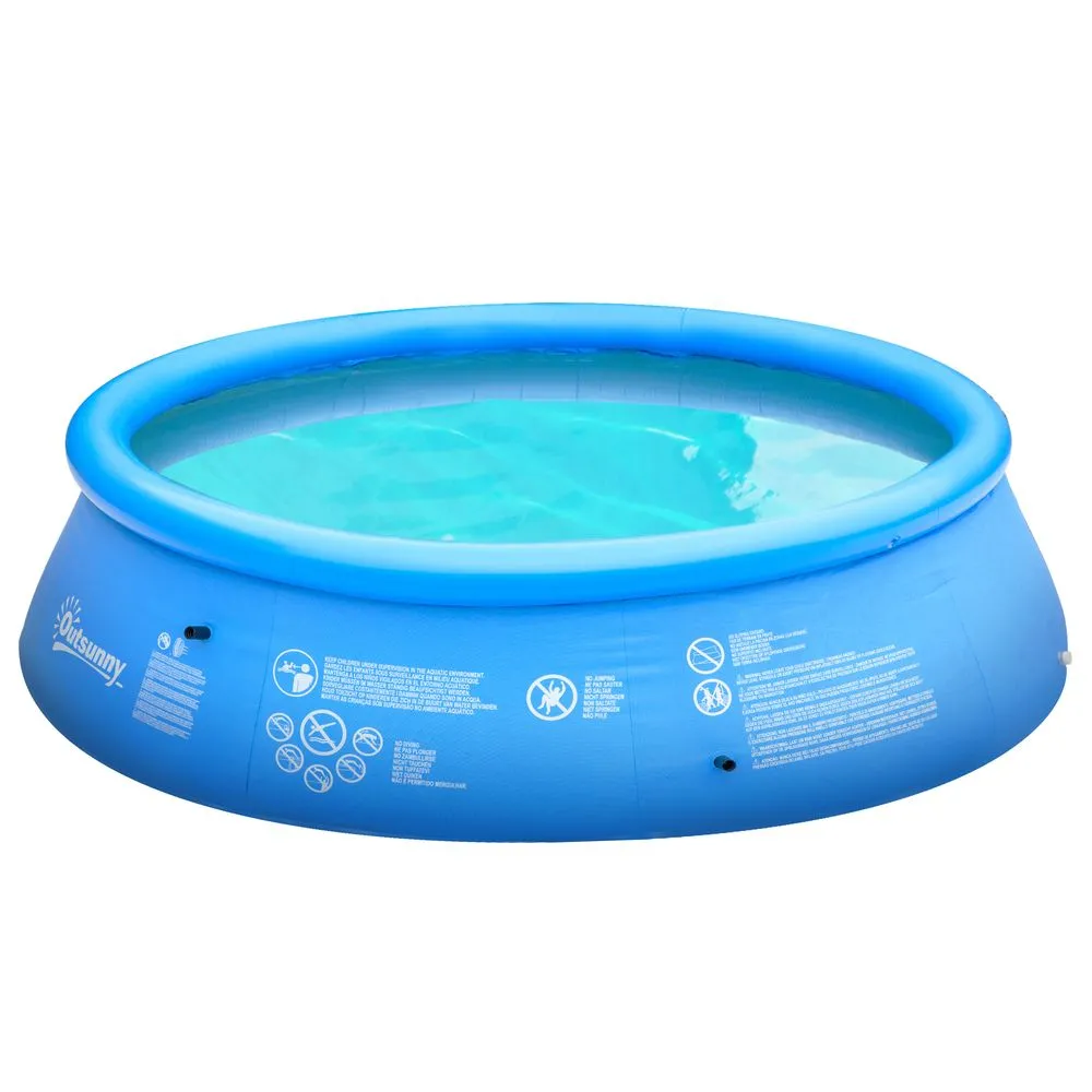Outsunny 274cm x 76cm Round Paddling Inflatable Swimming Pool Family Sized Blue