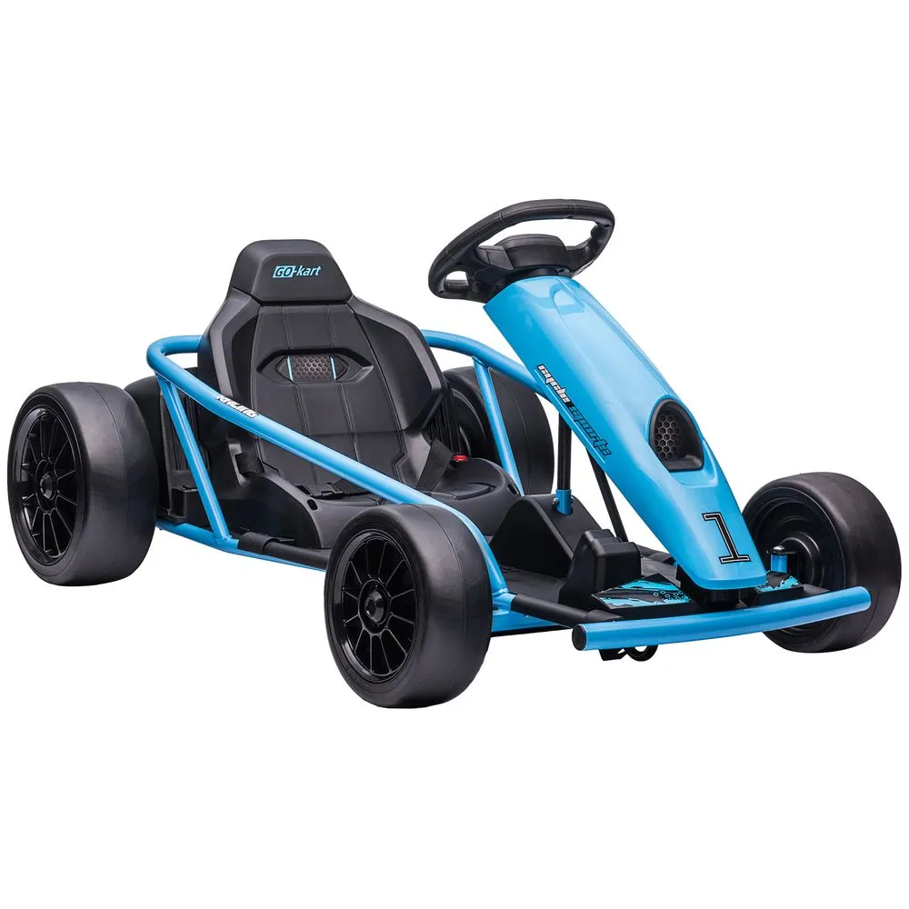 HOMCOM 24V Electric Go Kart for Kids with Music Horn Honking Slow Start BLUE