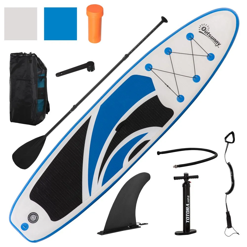 Outsunny 10ft Inflatable Paddle Stand Up Board, Adjustable Paddle Non-Slip Deck Board
