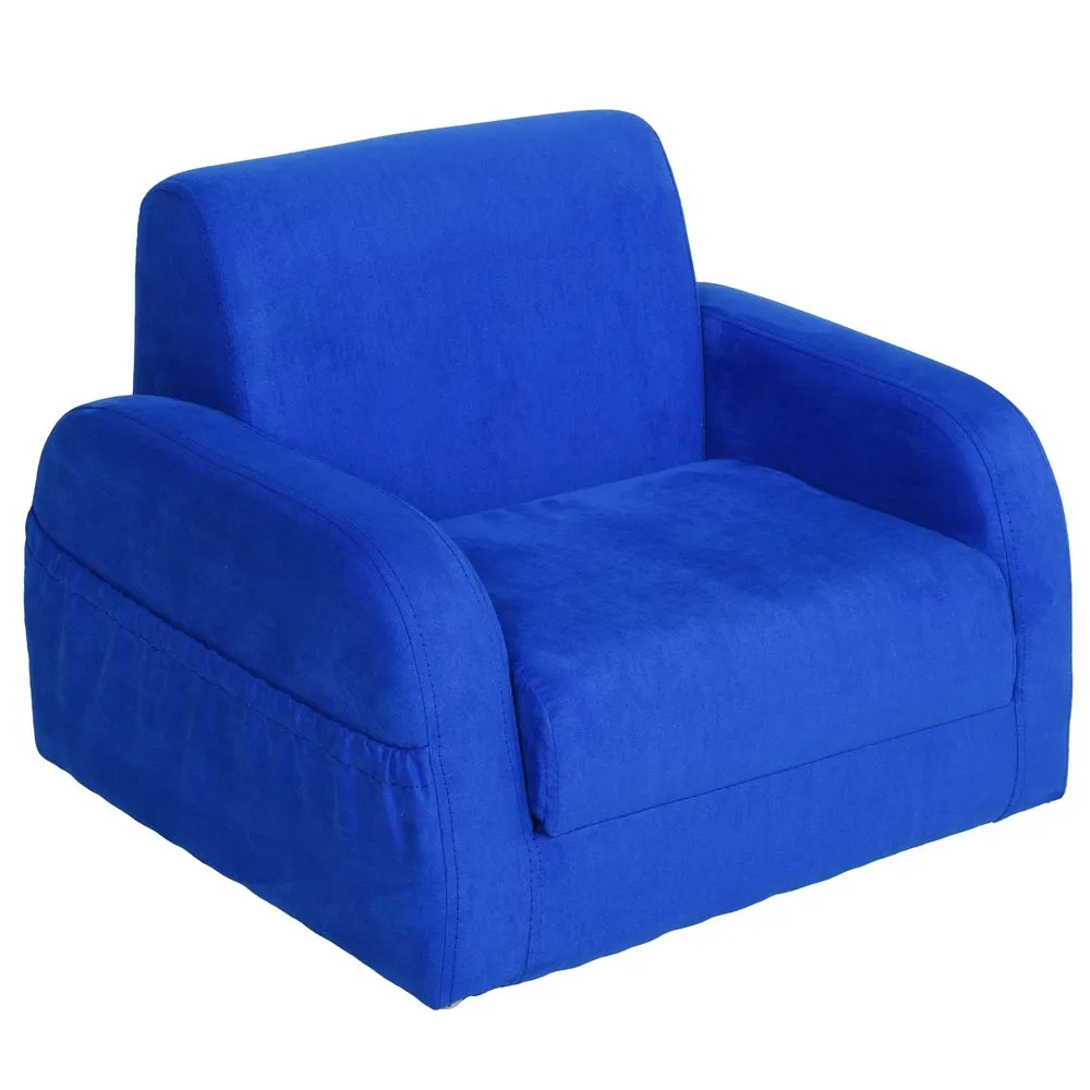 HOMCOM 2 In 1 Kids Sofa Armchair Chair Fold Out Flip Open Baby Bed Couch Toddler Sofa BLUE