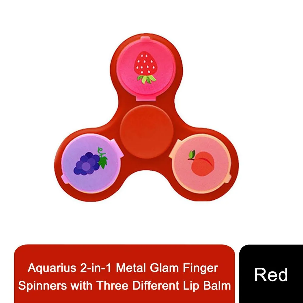 Aquarius 2-in-1 Metal Glam Finger Spinners with Three Different Lip Balm RED