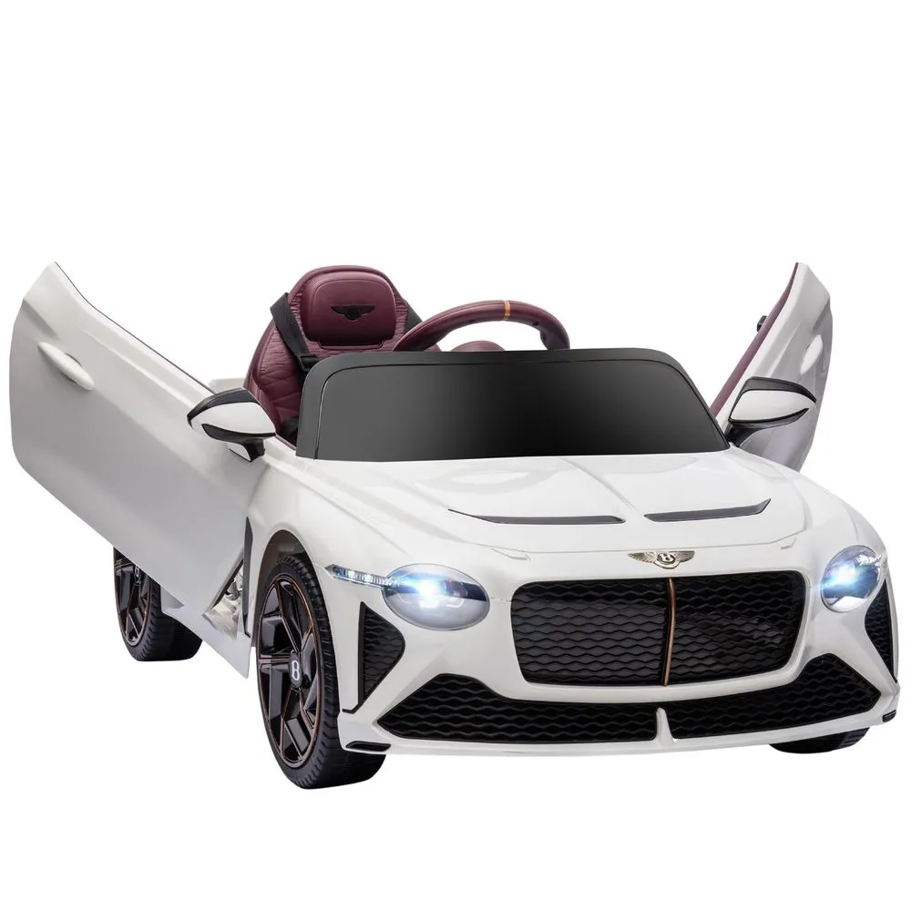 Bentley Bacalar Licensed 12V Kids Electric Ride-On Car with Portable Battery White