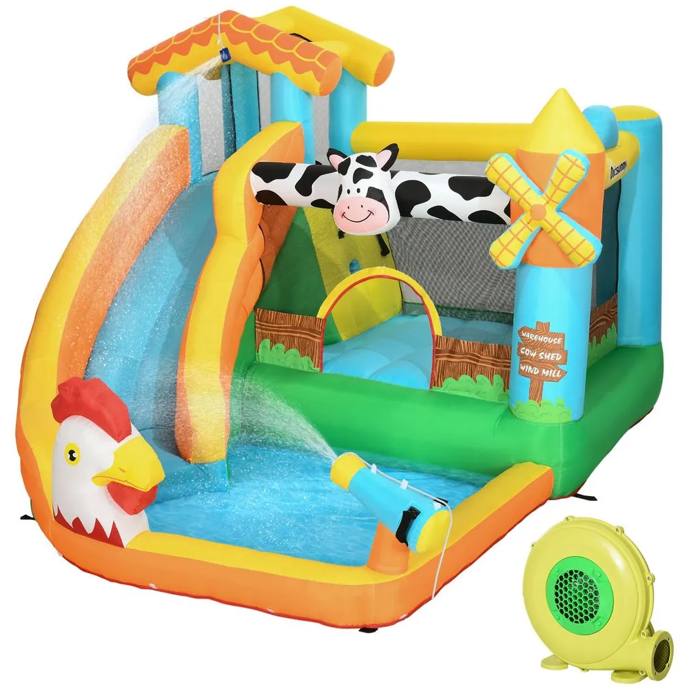 Outsunny Inflatable House Kids Bouncy Castle with Inflator & Bag