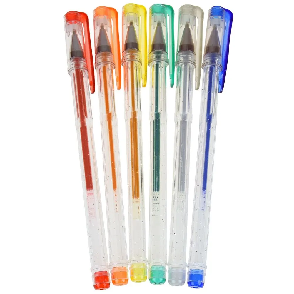 6x Glitter Gel Pens Kids School Stationary STA1467
